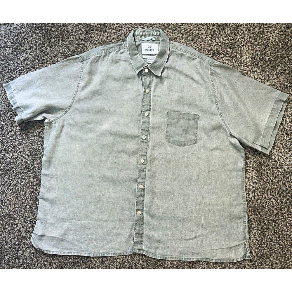 28 Palms Men's 100% Linen Short Sleeve Shirt - XXL - Gray